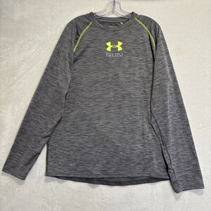 Under Armour Fitted Shirt UA Run Long Sleeve Crew Neck HeatGear Logo Grey XL
